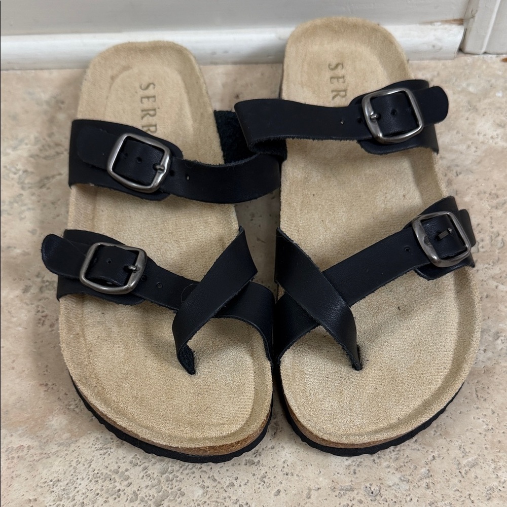Serra Black Buckle Sandals